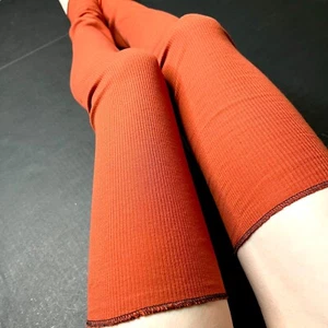 Calentadores de piernas 100 % algodón naranja acanalados hasta los muslos por encima de la rodilla calcetines verano nuevos - Imagen 1 de 7