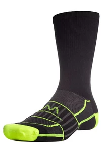 Mission Men's Vaporactive Crew Socks, Made in USA, 3 PAIR Black and Green - Picture 1 of 6