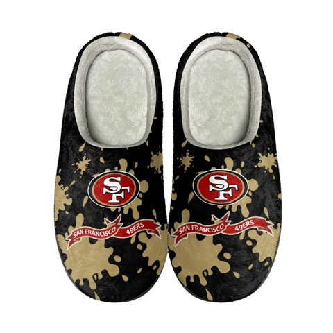San Francisco 49ers Fleece Slippers Unisex Indoor Non-Slip Winter House Shoes Cover