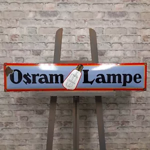 OSRAM LAMPE Enamel Sign 39.4x7.9" (100x20cm) XXL Porcelain Rare Large Decoration - Picture 1 of 16