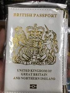 Nuevo Blanco Reino Unido Portapasaportes Protector Cubierta Billetera Cuero PU Reino Unido - Imagen 1 de 2