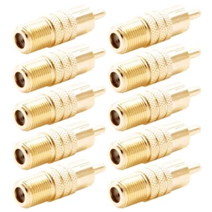 10 sztuk wtyczki RCA na gniazdo F-type wideo koncentryczny adapter złącze konwerter złoty - Zdjęcie 1 z 4