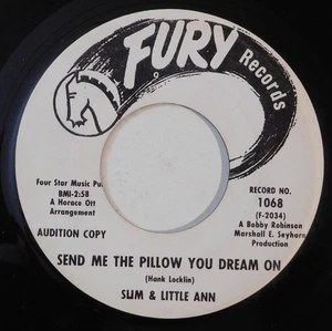 Vintage R&B Record SLIM & LITTLE ANN Send Me The Pillow You Dream On FURY 45 wlp - Bild 1 von 4