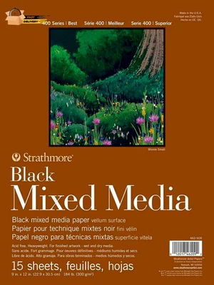 Papel multimedia mixta serie 400, negro, almohadilla plegable, 9X12 pulgadas, 15 S Foto 1 de 4