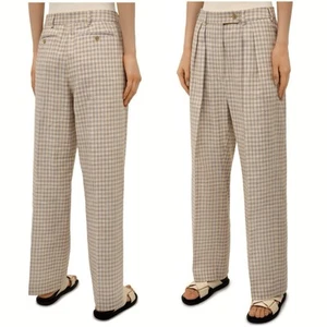 Pantaloni donna Acne Studios 40/10 pieghe a quadri larghi nuovi con etichette giallo marrone check - Foto 1 di 8