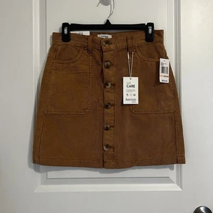 KENSIE JEANS KORD MINIROCK GRÖSSE 2/26 BUTTON DOWN TIEF CAMEL BRAUN NEU MIT ETIKETT - Bild 1 von 4