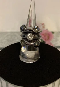 Stunning Rare Vintage Y2K Swarovski Statement Cocktail Ring 3 in 1 Pristine - Picture 1 of 21