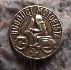 Antique Future Motorcyclist Budouciho Motoristy Award Motorbike Scooter Pin - Picture 1 of 1