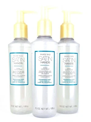 MARY KAY SATIN HANDS~SHEA HAND SOAP~FRAGRANCE-FREE~LOT OF 3~6.5 OZ~FULL SIZE!! - Image 1 of 4