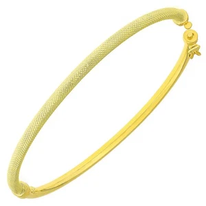 Brazalete ovalado de tubo hueco italiano redoblante de oro amarillo 14k y pulido 7" 3 mm - Imagen 1 de 5