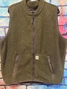 Carhartt Textured Fleece Vest XL Tall XLT Mens Green Full Zip M104995-M - Picture 1 of 8