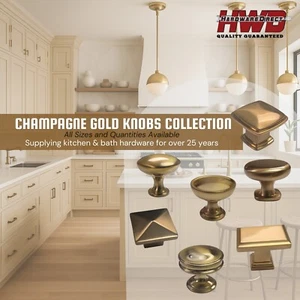 Manijas de gabinete de bronce dorado champán *Colección de perillas* Tirador de manija Baño de cocina - Imagen 1 de 41