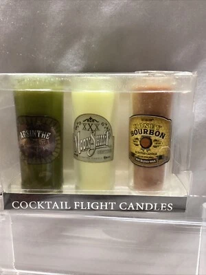 Cocktail Flight Scented Candles Absinthe Moonshine Honey Bourbon New In Box - Image 1 of 3