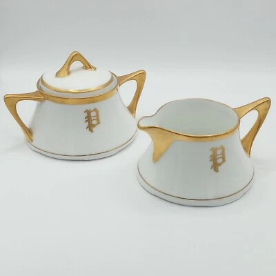 Juego de azúcar y crema Stouffer Alemania blanco y dorado Foto 1 de 4