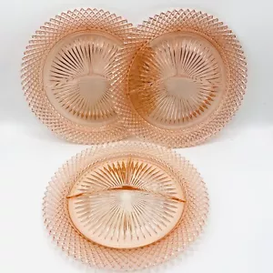 Vintage Hocking Pink Miss America Depression Glass Dinner Grill Plates Lot of 3 - Picture 1 of 10