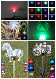 Set of 2 Garden Decoration Solar Powered Color Changing Pathway Lawn Stake Light - Picture 1 of 48