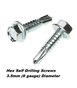 3.5mm Ø SELF DRILLING HEX WASHER HEAD SELF-DRILLING ROOFING SCREWS - Picture 1 of 1