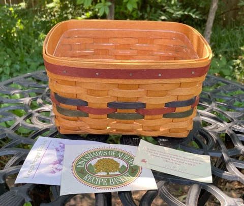 1994 Longaberger Shades of Autumn RECIPE BASKET & Protector 8x6 top 6 tall Cover