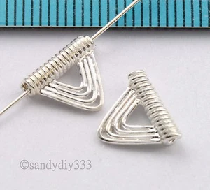 2x HELLES STERLINGSILBER DREIECK SPULE DRAHT ROHR SPACER PERLE 9,5 mm 8,7 mm N757 - Bild 1 von 2
