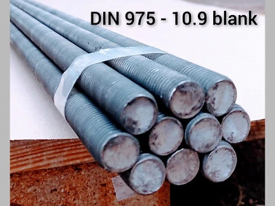 Gewindestangen DIN 975 DIN 976 Güte: 10.9 Stahl blank M 5 - M 48 - Bild 1 von 3