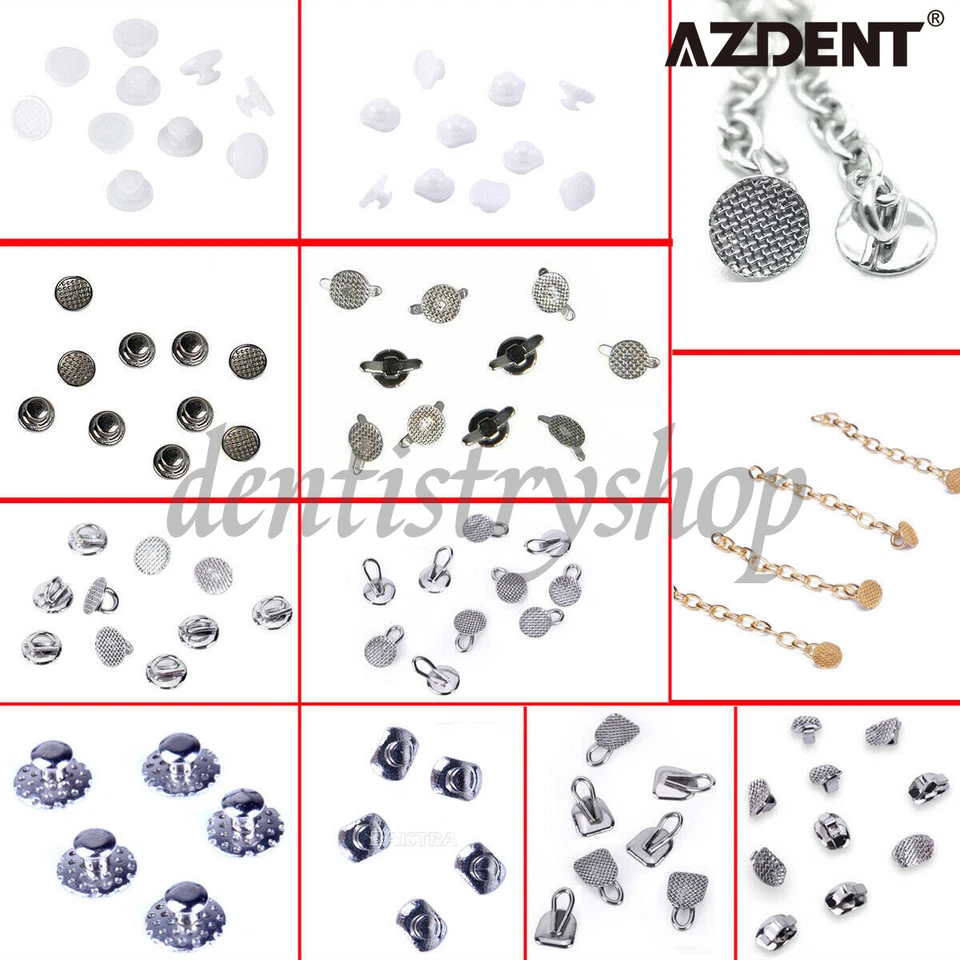 12 Type AZDENT Dental Orthodontics Lingual Buttons For Bondable Round Mesh Base - Image 1 of 1
