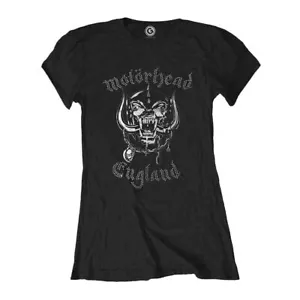 More details for women&#039;s motorhead england logo diamante t-shirt