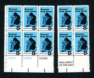 USA-Briefmarken -- 10 "Prevent Drug Abuse" Briefmarken -- 1971 -- 8 Cent - Bild 1 von 3