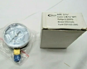 COP102D-254G Messing Einbauten Bereich 0-200 PSI LM 1/4" NPT Größe 1 1/2" Chem Öl - Bild 1 von 9