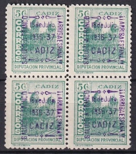 SCW Cadiz Local Labels Edifil 144 architecture block of 4 MNH VF - Picture 1 of 1