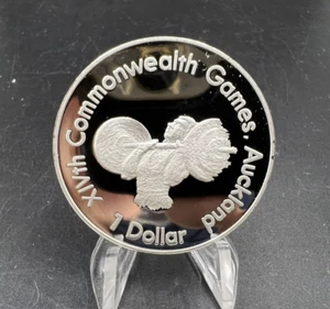 1989 Auckland commonwealth games gem proof New Zealand silver coin Weight Lifter - Picture 1 of 4