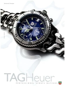 Relojes deportivos profesionales cronógrafo automático S/el con anuncio impreso TAGHeuer 1998 - Imagen 1 de 1