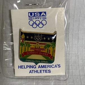 1992 USA Summer Olympic Games Barcelona Spain Trading Lapel Hat Tie Pin Enamel - Picture 1 of 5
