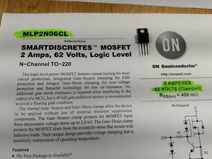5 pieces genuine OnSemi MLP2N06CL 2 Amps, 62 Volts, N-channel Logic Level MOSFET - Picture 1 of 5