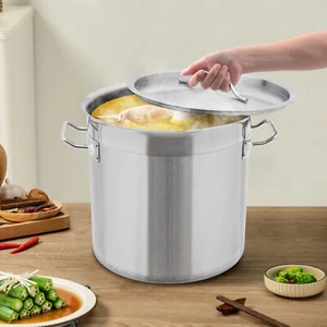 17L Stainless Steel Stock Pot Cookware Commercial Large Soup Boiling Barrel Stew - Picture 1 of 24