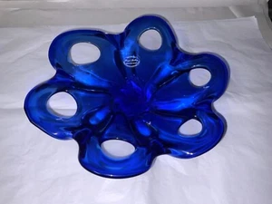 Vtg. Royal Gallery Heavy Blown Glass Pedestal Center Piece Cobalt Blue Art Glass - Picture 1 of 6
