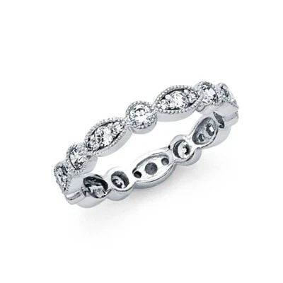 Beautiful White Gold 14K CZ Eternity Band - Image 1 of 3