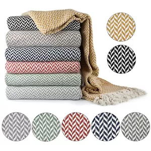 Throw Blanket for Sofas Couch Bed Runner Scandi Woven Soft Cotton Cherokee - Picture 1 of 57