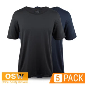5 x Adults Podium Polyester Moisture Wicking Stretch Tee - Black, Navy 7STT - Picture 1 of 8