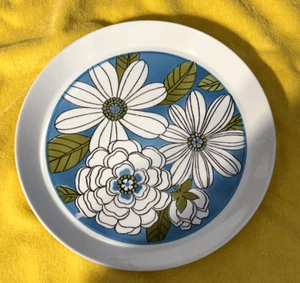 2 MIKASA Dinner Plates MCM Ben Seibel DAMSEL Blue Flower 10-3/4" Diameter - Picture 1 of 3