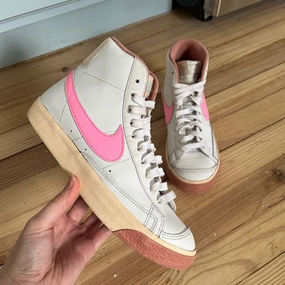 Nike Blazer Mid High Top Kids White Pink Leather Casual Sneakers Shoes US 6Y - Image 1 of 4