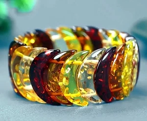 BERNSTEIN-IMITAT (Harz) *** Stretch Armband oval groß breit dehnbar 16-18 cm - Bild 1 von 6