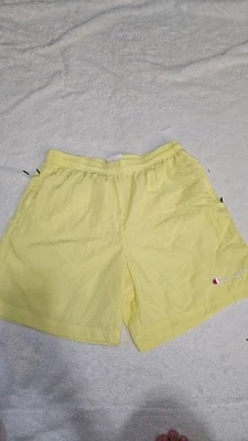 Champion 男式黄色游泳短裤拉链口袋抽绳 L 码 — 第 1/4 张图片