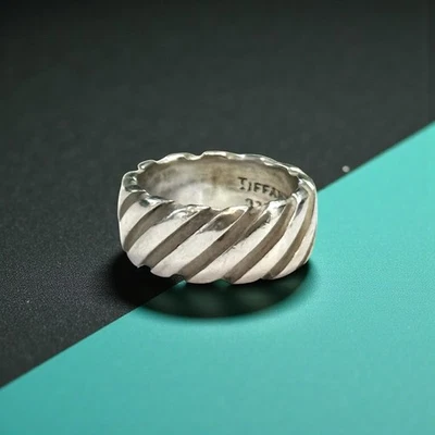 Vintage Tiffany & Co Twist Tornado Silver 925 Ring Size L - image 1 of 4