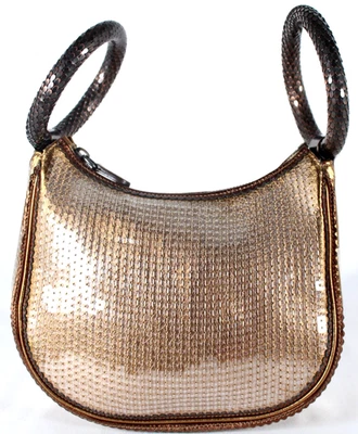 TOD'S Metallic Bronze Leather Clear Sequin Embellished Scale Handles Evening Bag - Image 1 of 4