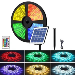 UT Solar LED Strip Lights Outdoor, 16.4FT Solar Power RGB LED Lighting, IP66 ... - Picture 1 of 8