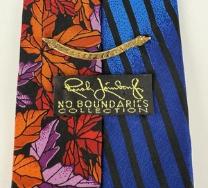 Cravatta cravatta uomo Rush Limbaugh collezione No Boundaries blu navy arancione foglie acero - Foto 1 di 9