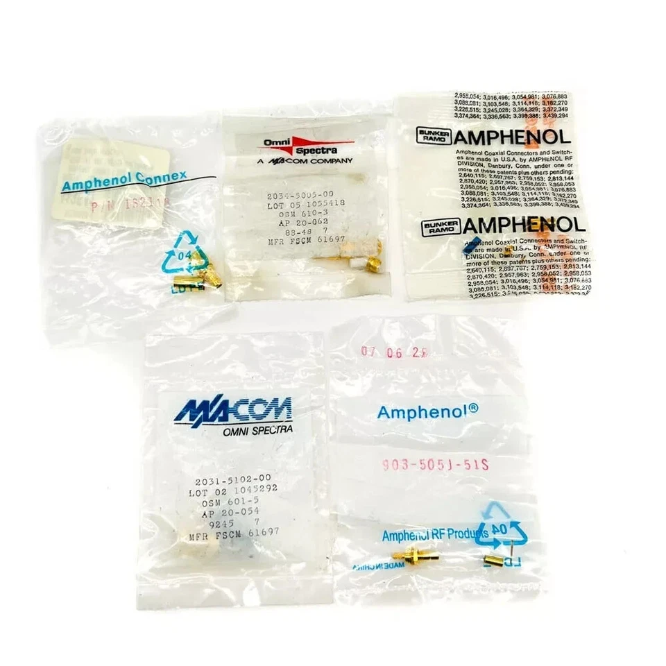 5 pcs Assorted Coaxial Connector Plug, Amphenol Connex Omni Spectra 903-505J-51S - Image 1 of 4