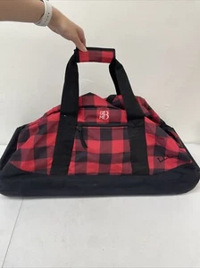LL Bean Rolling Adventure Duffle Bag Red Plaid Travel Wheels - Picture 1 of 7
