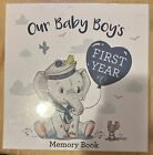 Livre mémoire de la première année de notre bébé garçon : album bleu et cadeau souvenir, couverture rembourrée