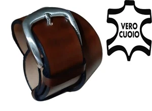 CINTURA CUOIO MARRONE UOMO DONNA VERO CUOIO ARTIGIANALE - Foto 1 di 3
